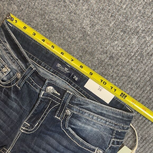 Miss Me Womens 26 X 34 Paisley Dreaming Mid Rise Bootcut Stretch Jeans Dark Wash - Picture 14 of 16